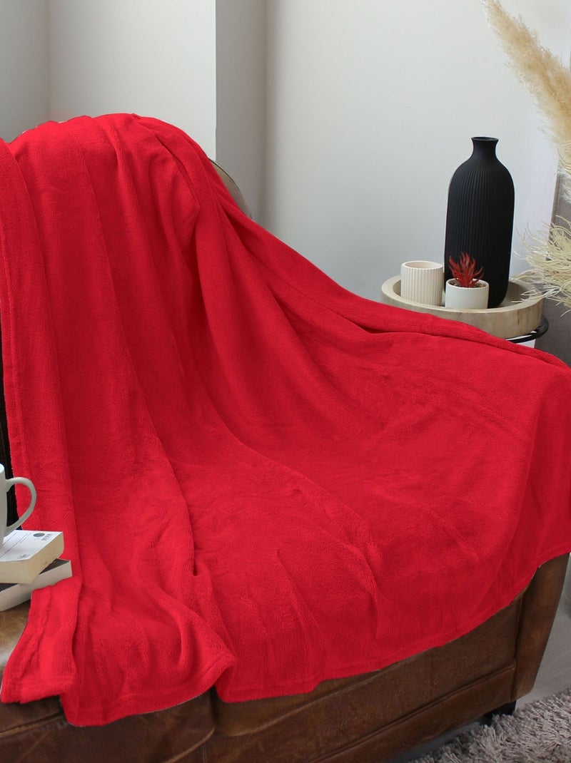 Coperta in pile semplice Rosso - Kiabi