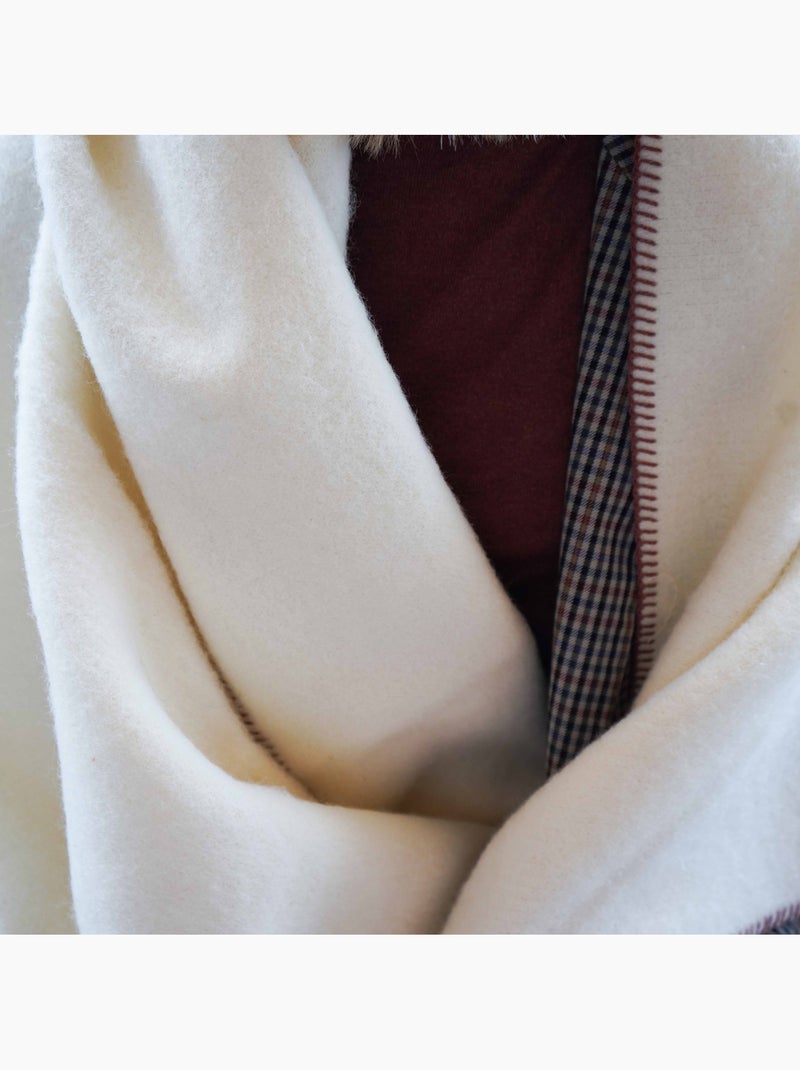 Coperta in pura lana vergine con finitura a punto cavallo Bordeaux - Kiabi