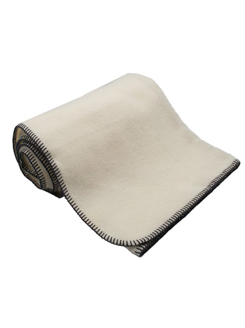 Coperta in pura lana vergine con finitura a punto cavallo - Kiabi