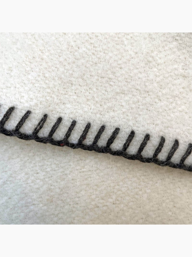 Coperta in pura lana vergine con finitura a punto cavallo Grigio - Kiabi