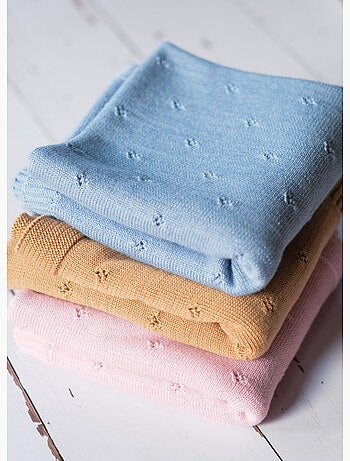 Coperta neonato in maglia traforata 50% lana 50% acrilico