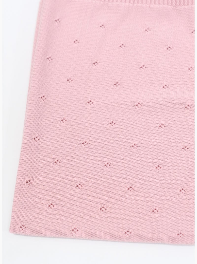 Coperta neonato in maglia traforata 50% lana 50% acrilico Rosa - Kiabi