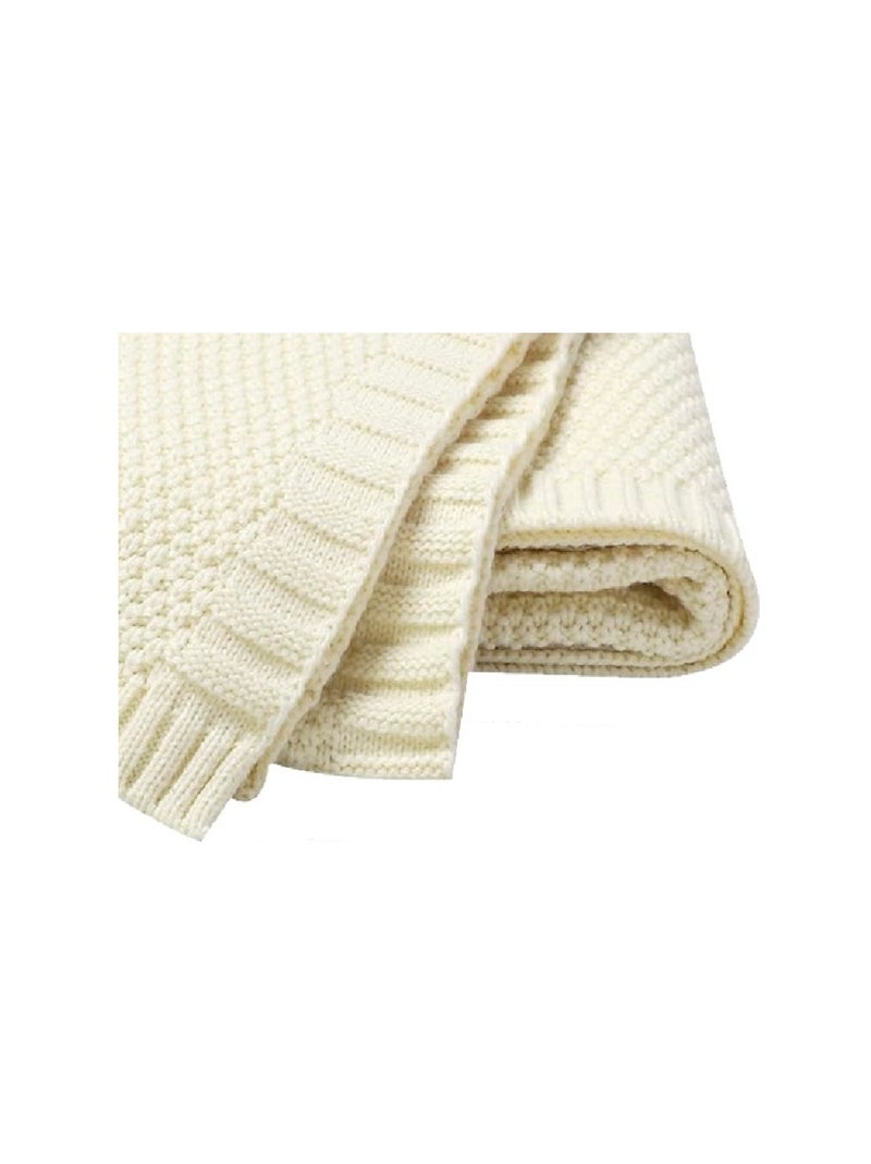 Coperta per neonati lavorata a maglia di Les Chatounets Ecru - Kiabi