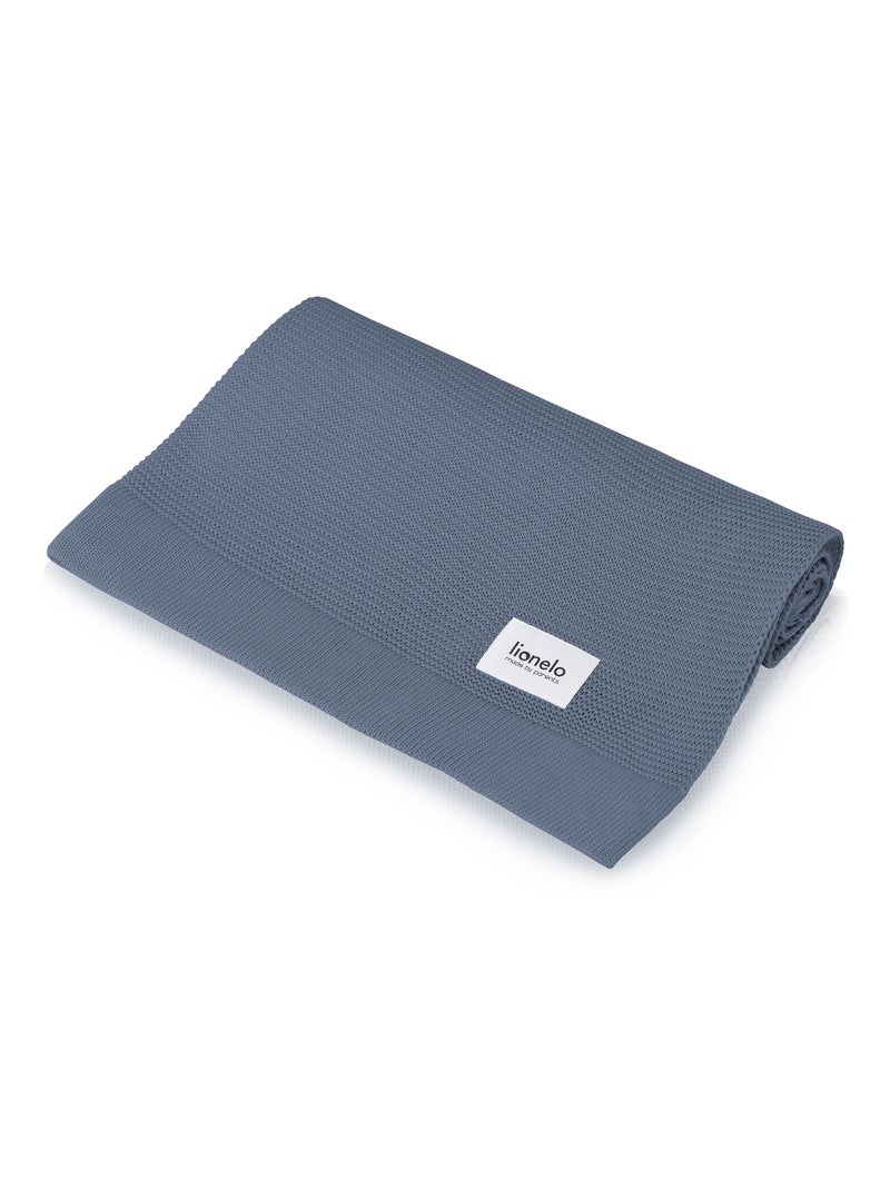 Coperta per neonati LIONELO 100% cotone - Ipoallergenica - Antibatterica - 100 × 75 cm Blu - Kiabi