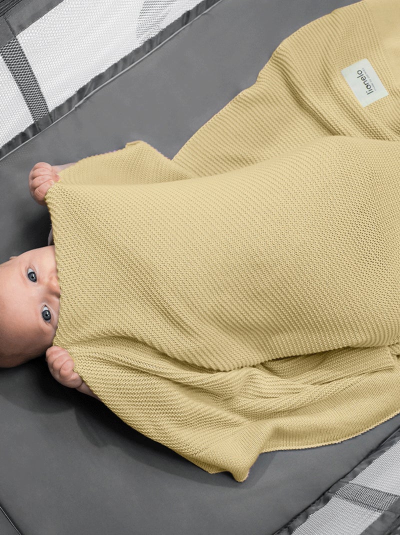Coperta per neonati LIONELO 100% cotone - Ipoallergenica - Antibatterica - 100 × 75 cm Giallo - Kiabi