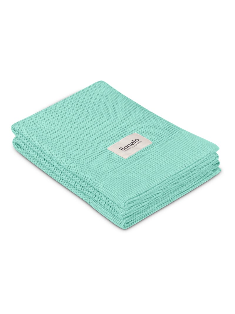 Coperta per neonati LIONELO 100% cotone - Ipoallergenica - Antibatterica - 100 × 75 cm Verde - Kiabi