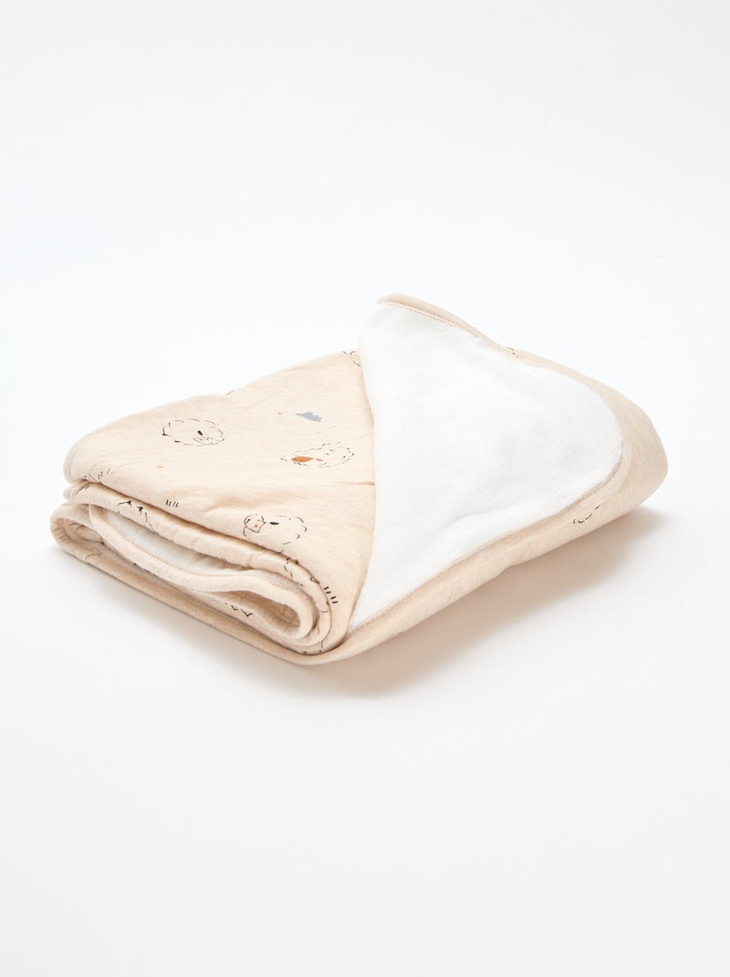 Coperta stampata con interno effetto pile Beige - Kiabi