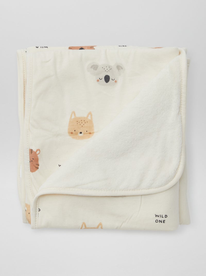 Coperta stampata con interno effetto pile BIANCO - Kiabi
