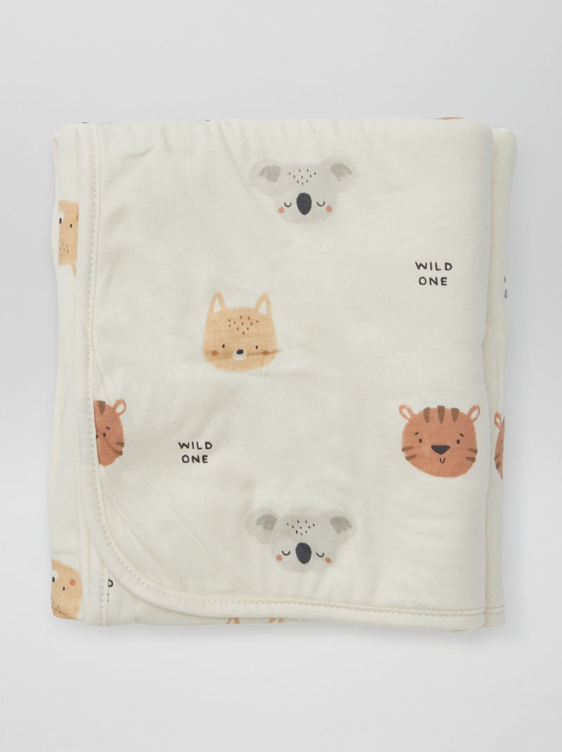 Coperta stampata con interno effetto pile BIANCO - Kiabi