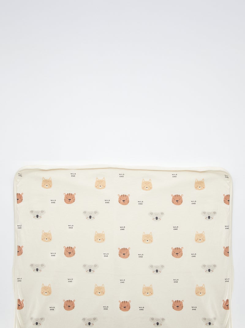 Coperta stampata con interno effetto pile BIANCO - Kiabi