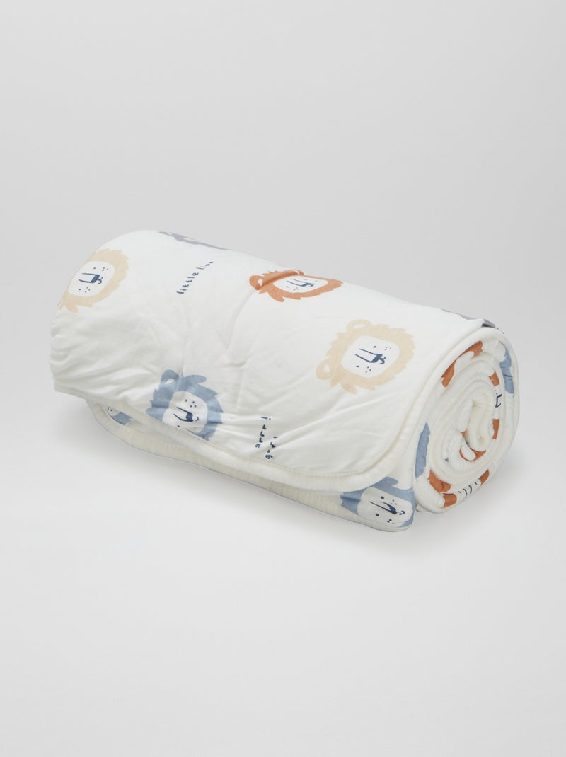 Coperta stampata con interno effetto pile BIANCO - Kiabi