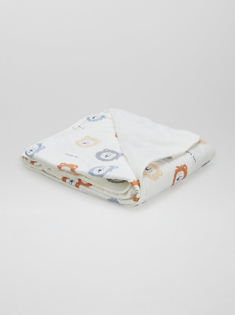 Coperta stampata con interno effetto pile BIANCO - Kiabi