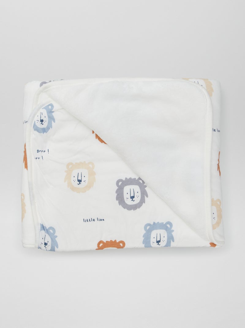 Coperta stampata con interno effetto pile BIANCO - Kiabi