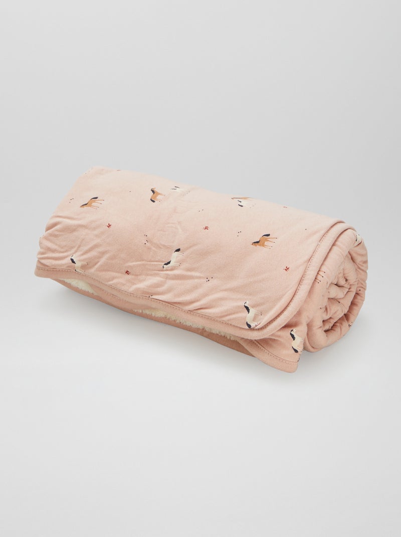 Coperta stampata con interno in pile ROSA - Kiabi