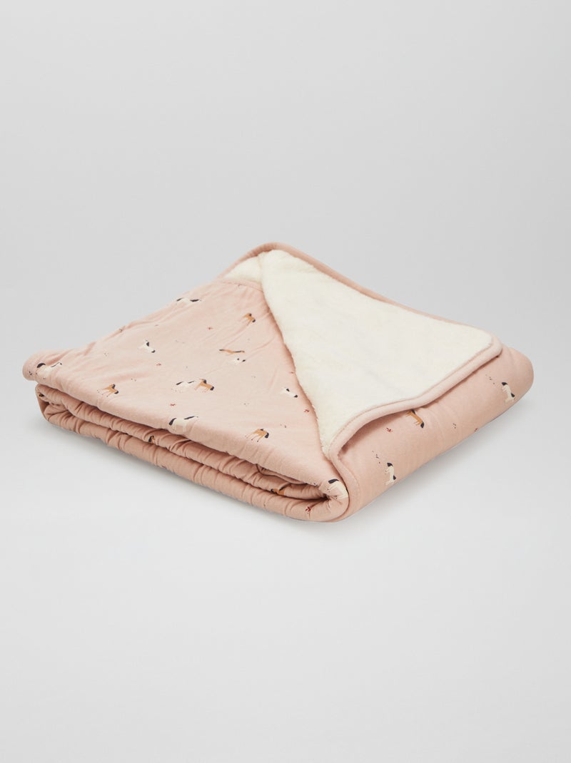 Coperta stampata con interno in pile ROSA - Kiabi