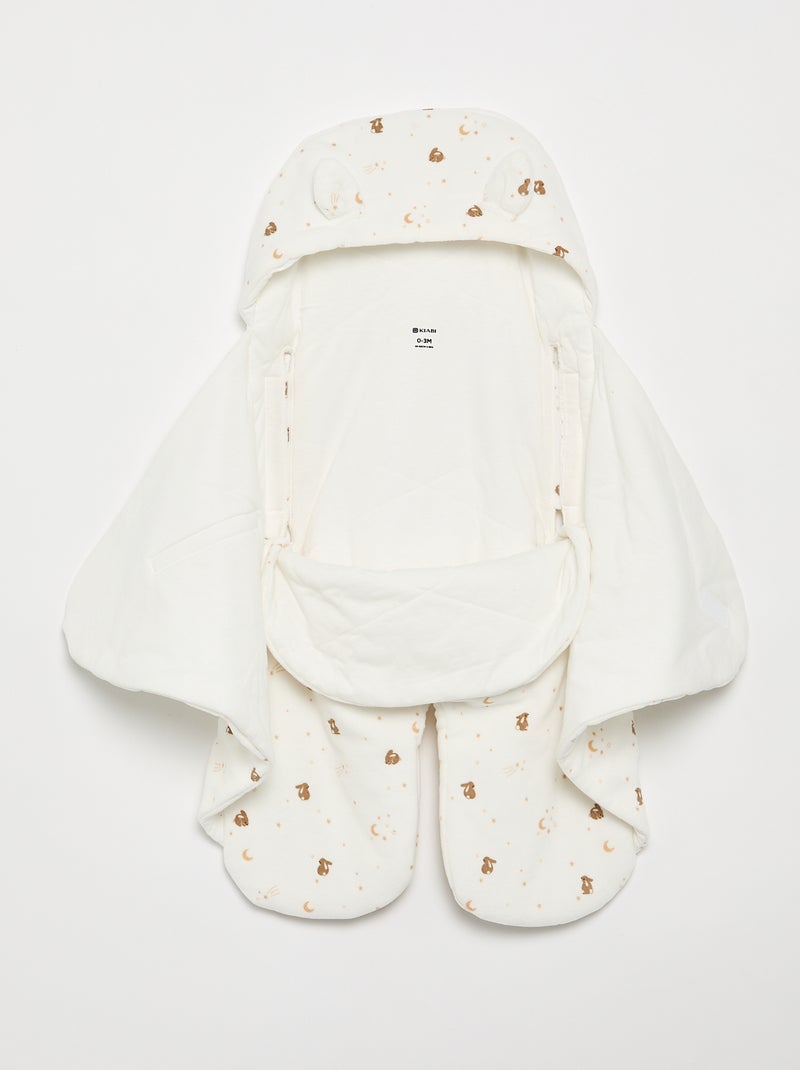 Coperta stampata in cotone jersey e pile Bianco - Kiabi