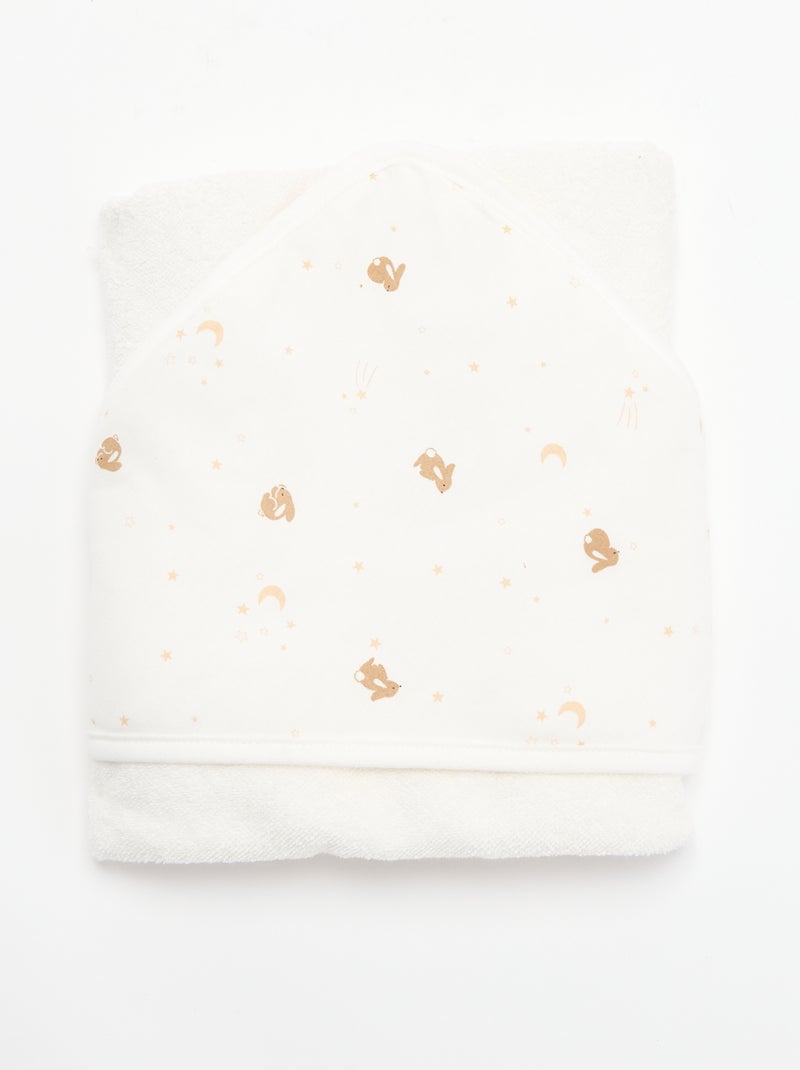 Coperta stampata in cotone jersey e pile Bianco - Kiabi