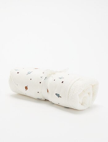 Coperta stampata in cotone jersey e pile