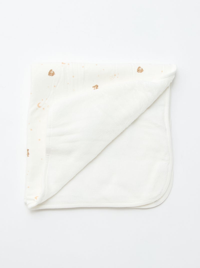 Coperta stampata in jersey di cotone e pile Bianco - Kiabi