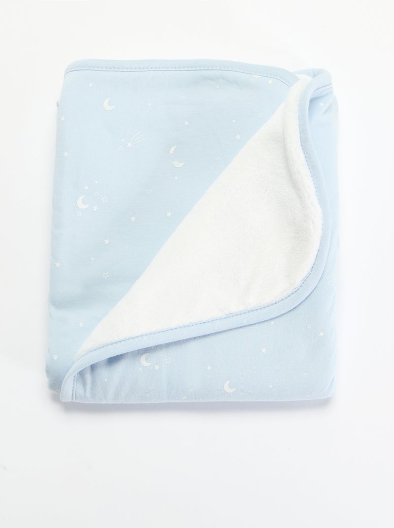 Coperta stampata in jersey di cotone e pile Blu - Kiabi