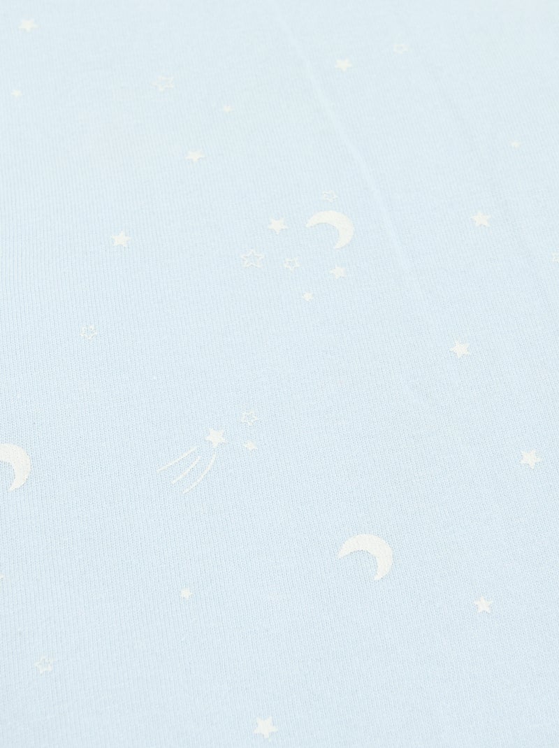 Coperta stampata in jersey di cotone e pile Blu - Kiabi