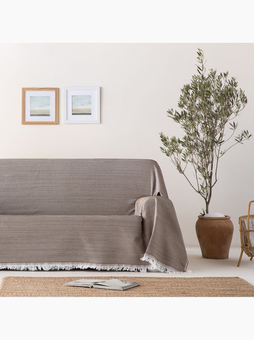 Coperta tipo Plaid, tessuto strutturato in filato tinto a rilievo a nido d'ape, con frange - Gamusi - Kiabi Coperta tipo Plaid, tessuto strutturato in filato tinto a rilievo a nido d'ape, con frange - Gamusi - Kiabi