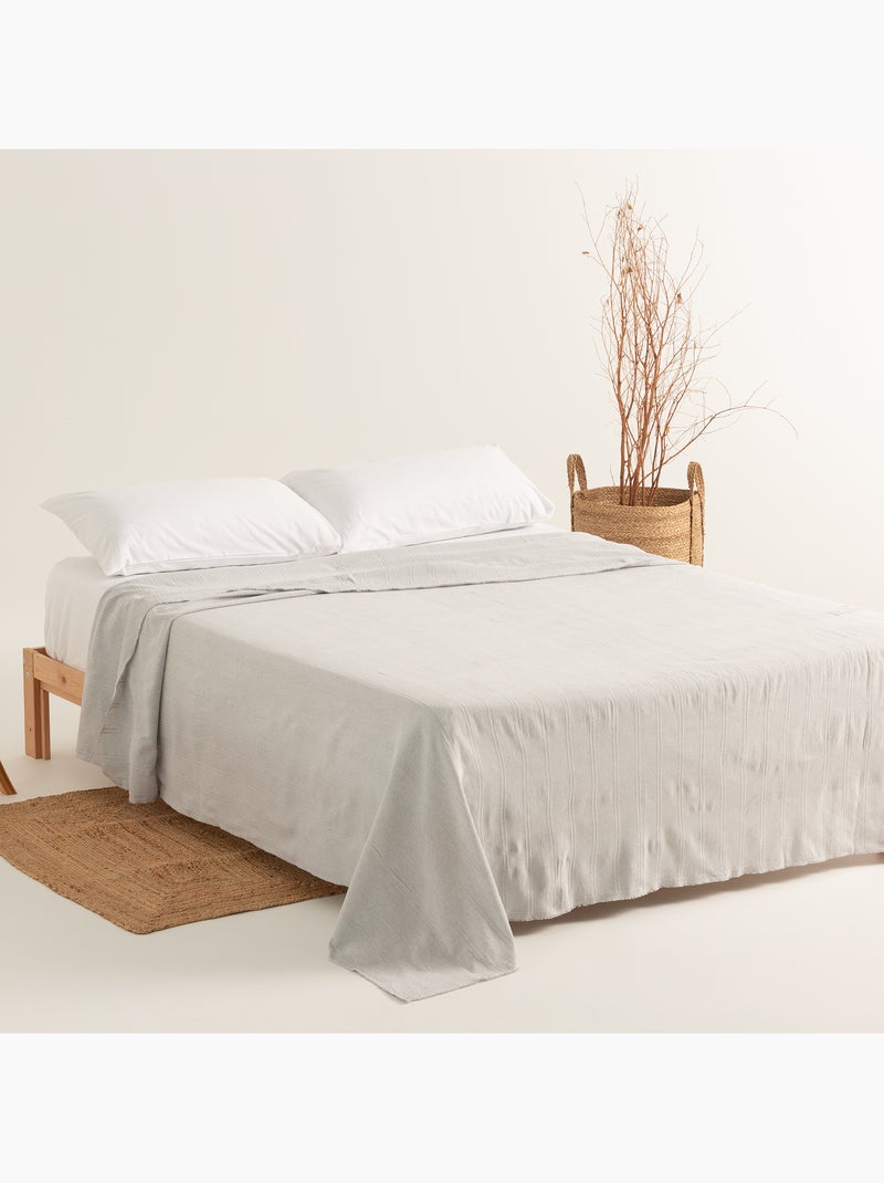 Coperta tipo Plaid, tessuto strutturato in filato tinto, con bordo rifinito - Gamusi Grigio chiaro - Kiabi
