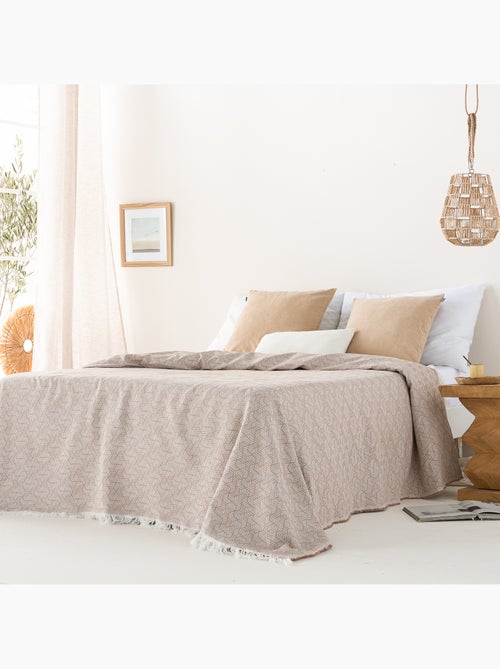 Coperta tipo Plaid, tessuto strutturato in filato tinto, con frange - Gamusi - Kiabi