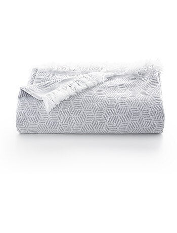 Coperta tipo Plaid, tessuto strutturato in filato tinto, con frange - Gamusi