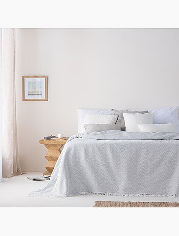 Coperta tipo Plaid, tessuto strutturato in filato tinto, con frange - Gamusi