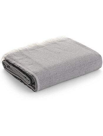 Coperta tipo Plaid, tessuto strutturato in filato tinto, con frange - Gamusi