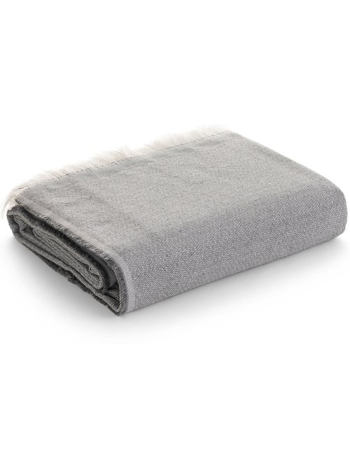 Coperta tipo Plaid, tessuto strutturato in filato tinto, con frange - Gamusi - Kiabi