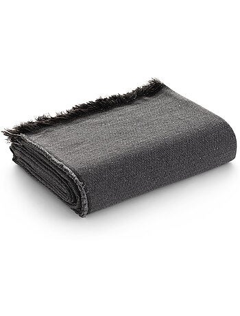 Coperta tipo Plaid, tessuto strutturato in filato tinto, con frange - Gamusi