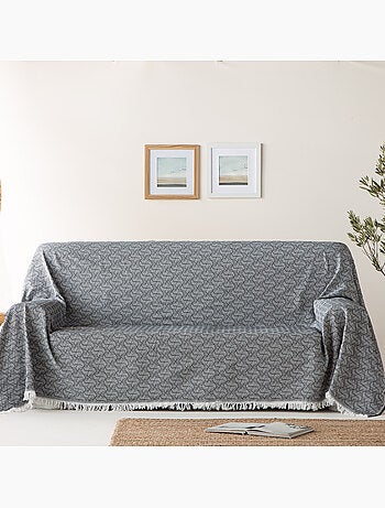 Coperta tipo Plaid, tessuto strutturato in filato tinto, con frange - Gamusi