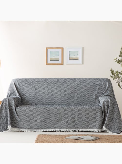 Coperta tipo Plaid, tessuto strutturato in filato tinto, con frange - Gamusi - Kiabi Coperta tipo Plaid, tessuto strutturato in filato tinto, con frange - Gamusi - Kiabi