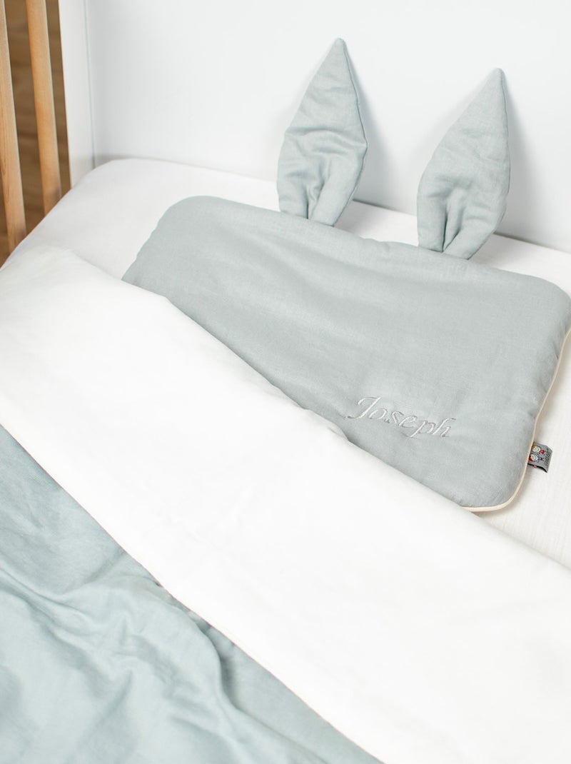 Coperta trapuntata in lino lavato per bambini | sevira kids | sevira kids Verde acqua - Kiabi