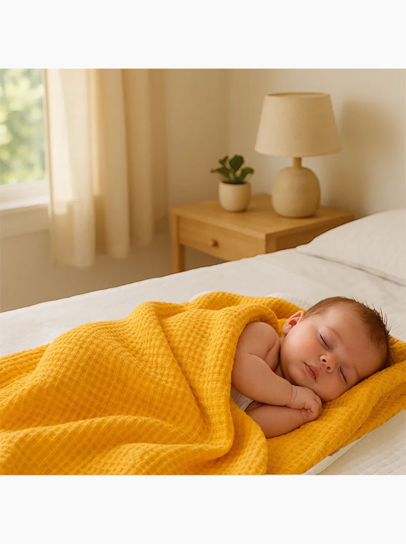 Copertina a Nido d'Ape in Cotone Biologico Honey Beige - Kiabi