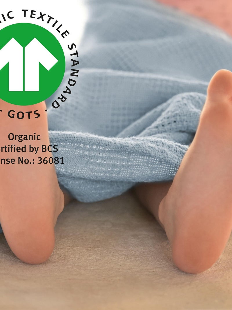 Copertina bebè effetto tricot in cotone biologico – ROBA "Lil Planet" Blu chiaro - Kiabi