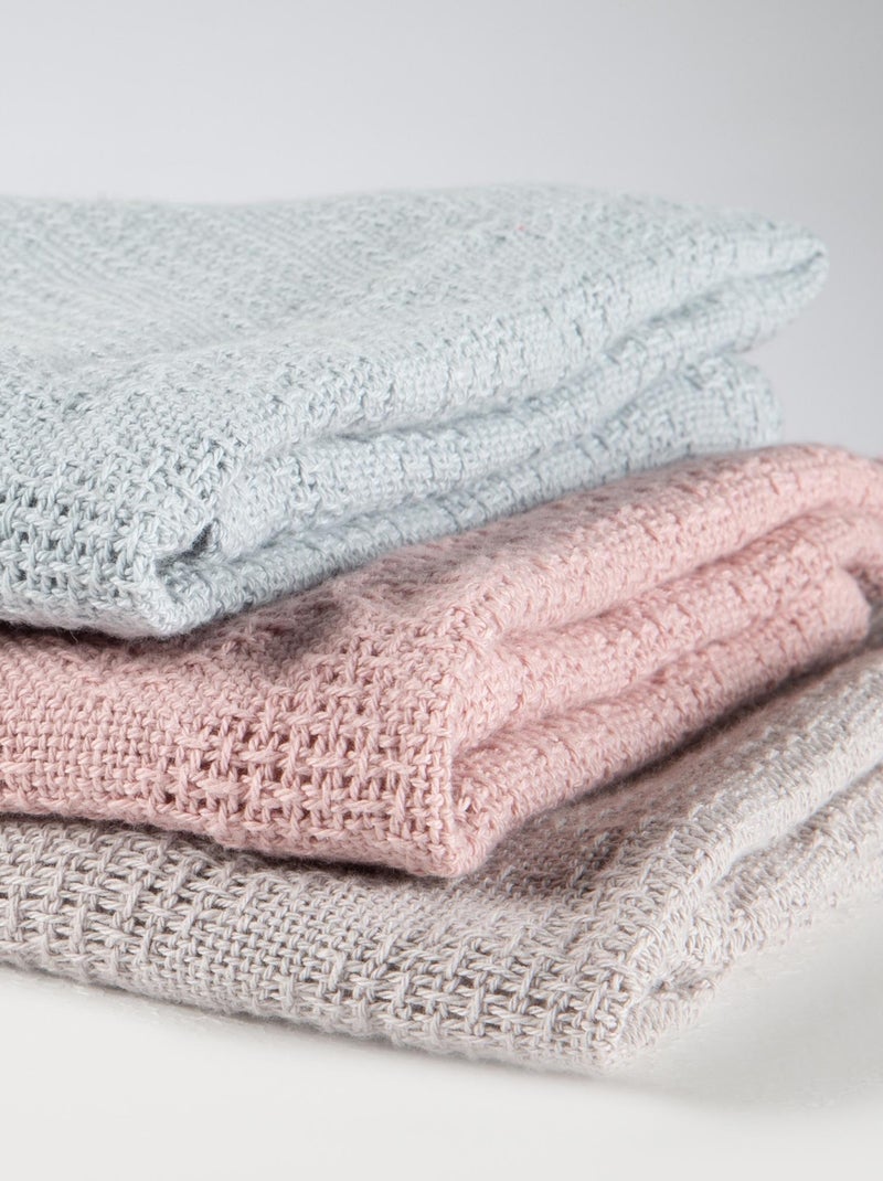 Copertina bebè effetto tricot in cotone biologico – ROBA "Lil Planet" Blu chiaro - Kiabi