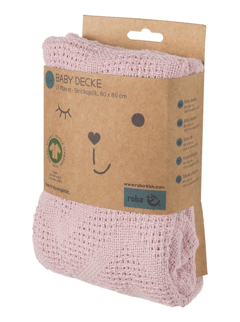 Copertina bebè effetto tricot in cotone biologico – ROBA "Lil Planet" Rosa - Kiabi