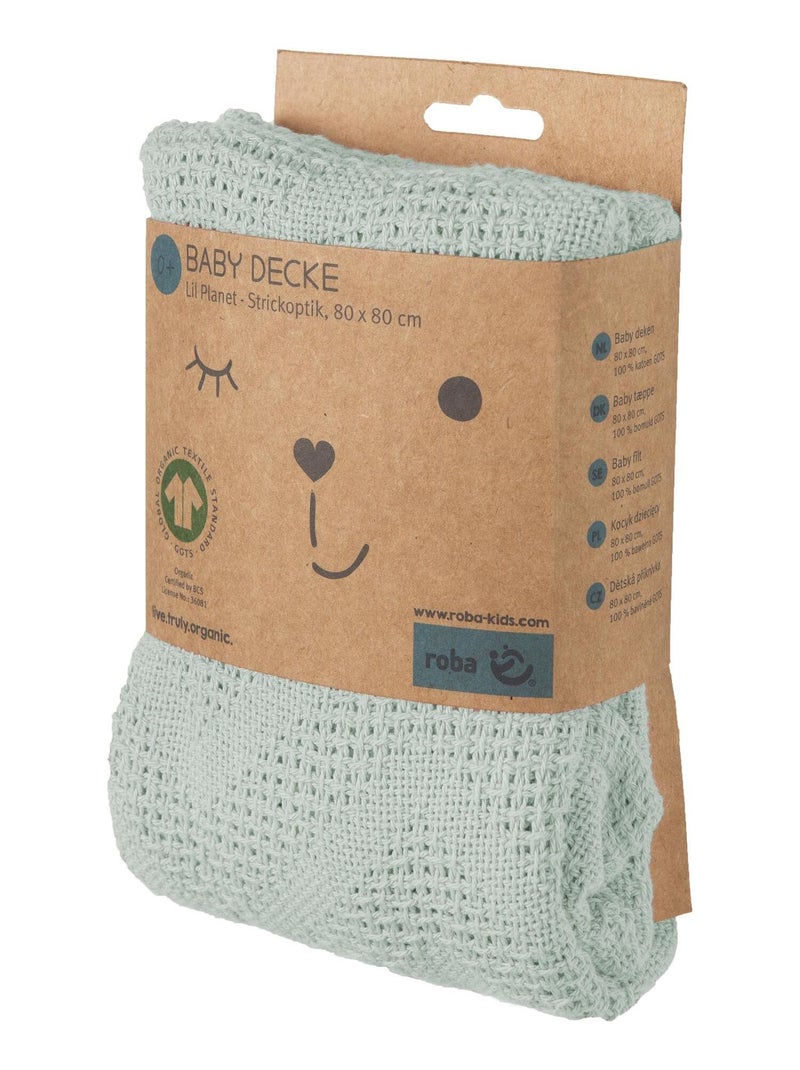 Copertina bebè effetto tricot in cotone biologico – ROBA "Lil Planet" Verde - Kiabi