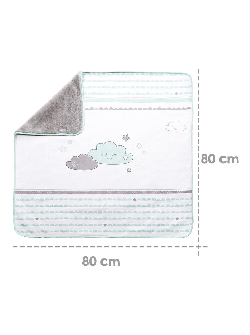 Copertina doppia faccia in pile morbido e cotone – "Roba Happy Cloud" Bianco Verde - Kiabi