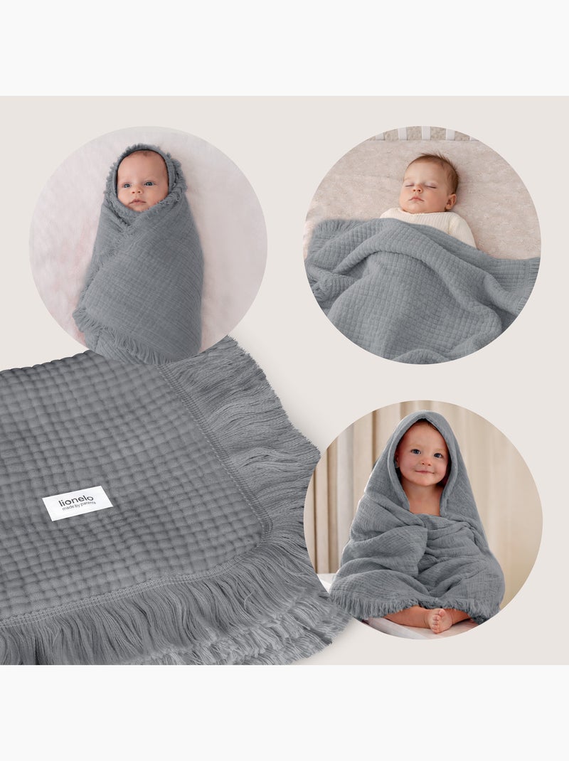 Copertina in cotone - LIONELO - 70 x 100 cm - 100% cotone - 280 g/m² Grigio - Kiabi