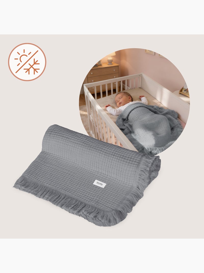 Copertina in cotone - LIONELO - 70 x 100 cm - 100% cotone - 280 g/m² Grigio - Kiabi