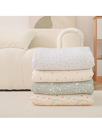 Copertina per bambini 100x135 in garza di cotone Oeko-Tex e minky | SUPERBE BEBE