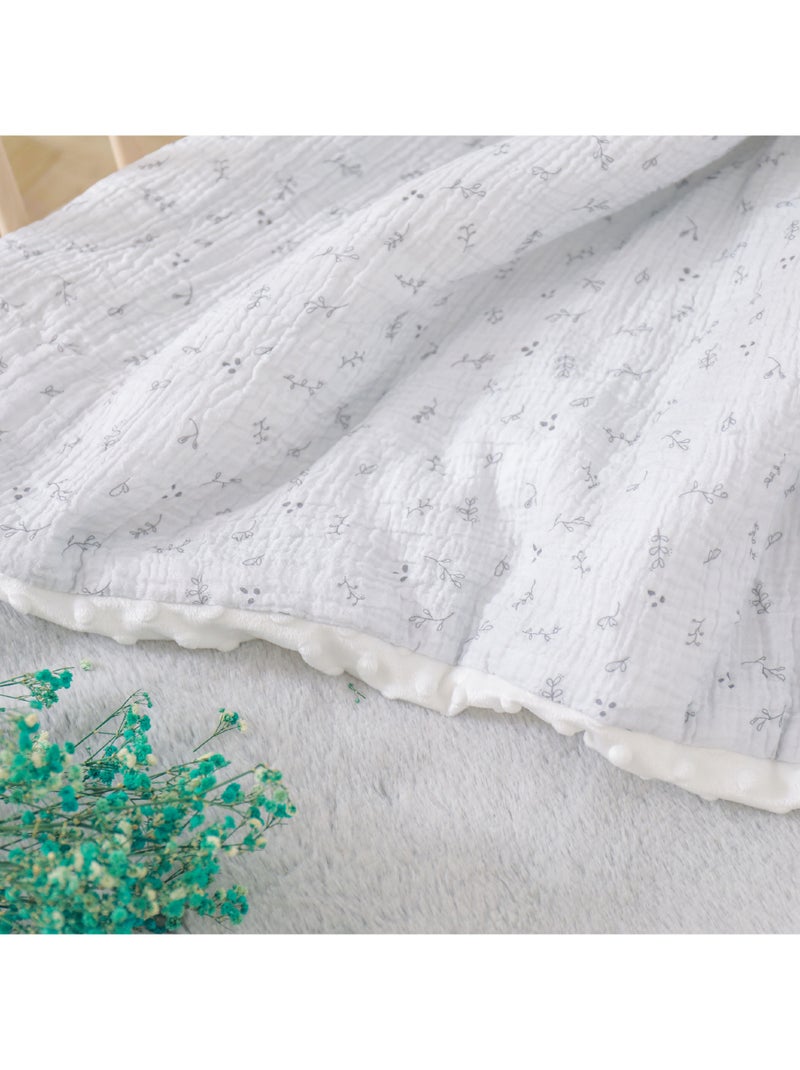 Copertina per bambini 100x135 in garza di cotone Oeko-Tex e minky | SUPERBE BEBE Grigio - Kiabi