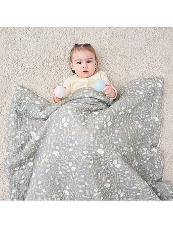 Copertina per bambini 100x135 in garza di cotone Oeko-Tex e minky | SUPERBE BEBE