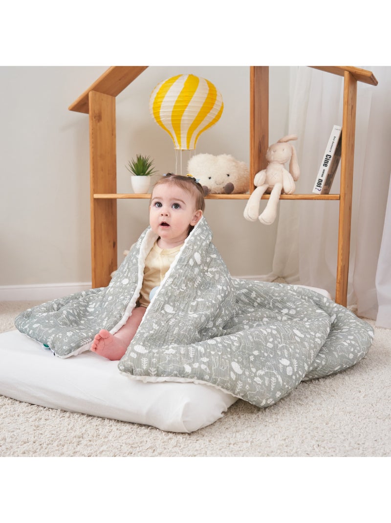 Copertina per bambini 75x100 in garza di cotone Oeko-Tex e minky | SUPERBE BEBE Verde - Kiabi
