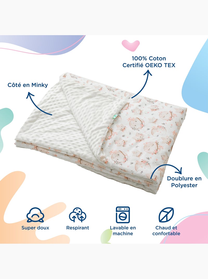 Copertina per bambini in cotone Oeko-tex e Minky | SUPERBE BEBE Bianco - Kiabi