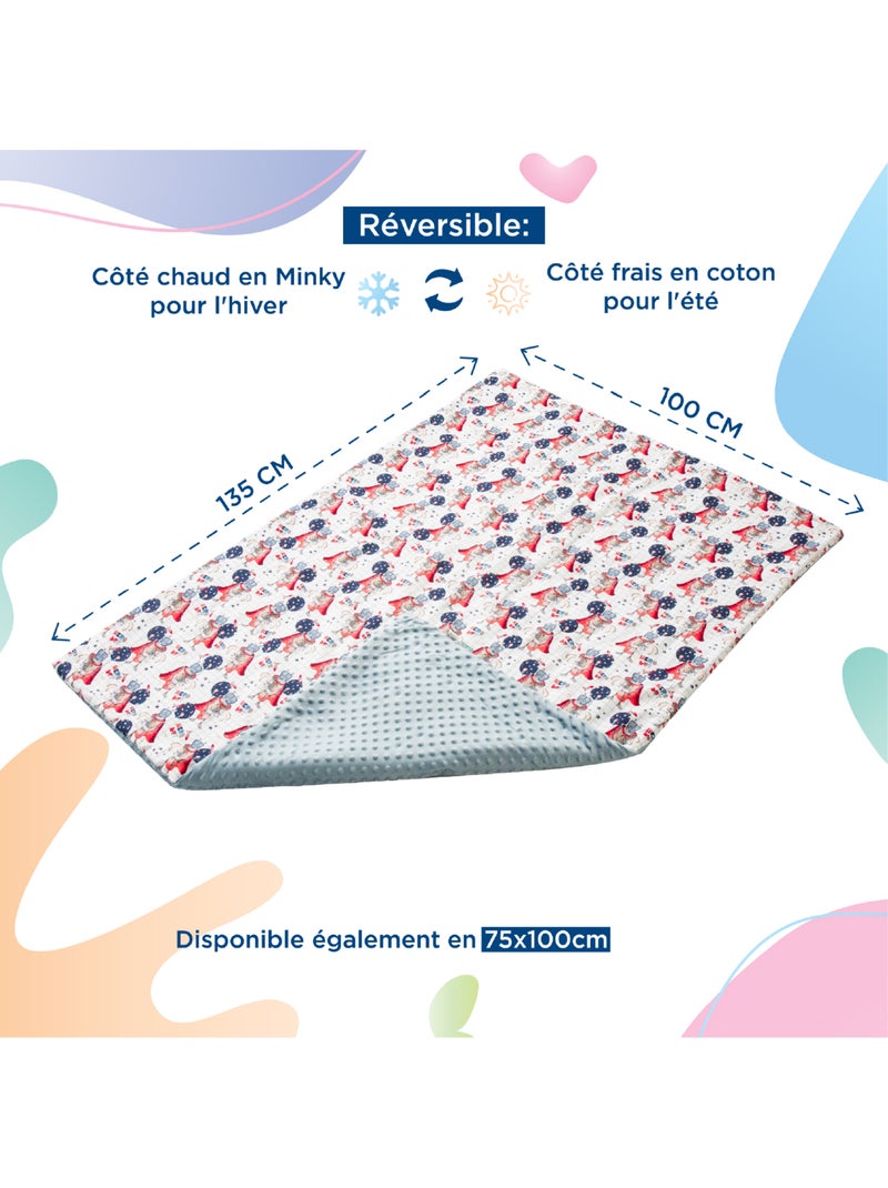 Copertina per bambini in cotone Oeko-tex e Minky | SUPERBE BEBE Grigio - Kiabi